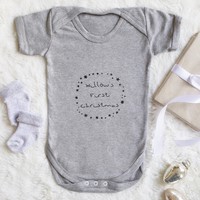 Personalised 'First Christmas' Short Sleeved Babygrow