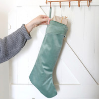 Green Velvet Christmas Stocking
