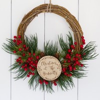 Personalised Red Berry Christmas Wreath