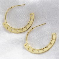 Gold Sterling Silver Aztec Hoop Earrings