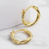 Gold Sterling Silver Twisted Hoop Earrings