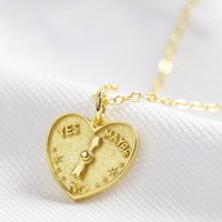 Gold Sterling Silver Decision Heart Pendant Necklace