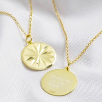 Personalised Gold Sterling Silver Diamond Cut Star Disc Necklace