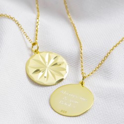 Personalised Gold Sterling Silver Diamond Cut Star Disc Necklace