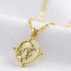 Gold Sterling Silver Tiny Face Coin Necklace