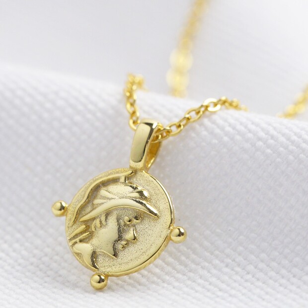 Gold Sterling Silver Tiny Face Coin Necklace Gold Sterling Silver Tiny Face Coin Necklace