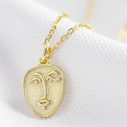 Gold Sterling Silver Tiny Face Pendant Necklace