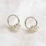 Sterling Silver Hoop Charm Stud Earrings