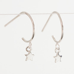 Sterling Silver Star Charm Hoop Earrings