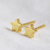 Tiny Gold Sterling Silver Star Stud Earrings