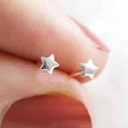 Tiny Sterling Silver Star Stud Earrings
