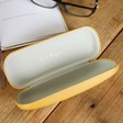 Inside of Personalised Floral Name Glasses Case in Mustard Yellow