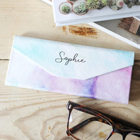 Personalised Name Pastel Watercolour Foldable Glasses Case