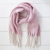 Personalised Embroidered Oversized Lilac Tassel Scarf