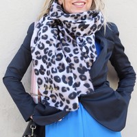 Personalised Embroidered Soft Leopard Print Blanket Scarf