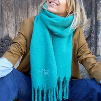Personalised Embroidered Block Initials Soft Oversized Scarf