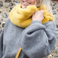 Faux Fur Snood in Mustard