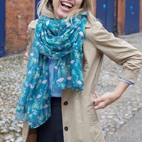 Lightweight Teal Flamingo Scarf