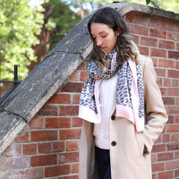 Pink Edge Leopard Print Scarf