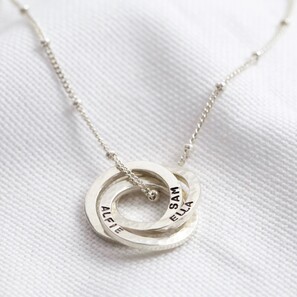 Personalised Hammered Sterling Silver Russian Ring Necklace