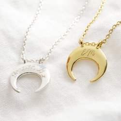 Personalised Sterling Silver Horn Charm Necklace
