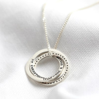 Personalised Sterling Silver Medium Dotted Russian Ring Necklace