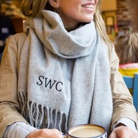 Personalised Grey Super Soft Lambswool Scarf