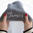 Boys Personalised Embroidered Hooded Baby Bath Towel in White