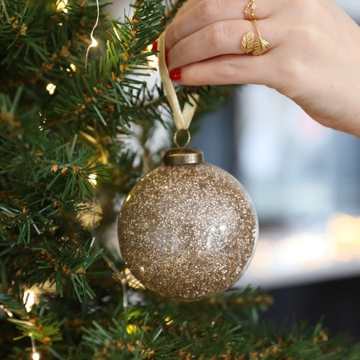 Lisa Angel Christmas Personalised Silver Name Glitter Bauble
