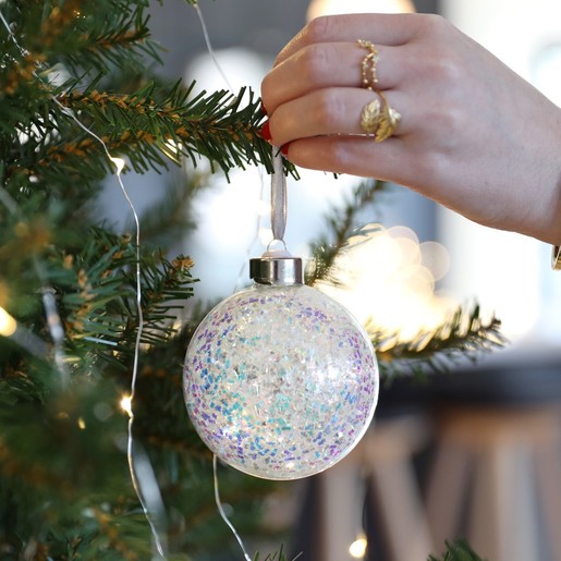 Personalised Silver Name Glitter Bauble | Christmas | Lisa Angel