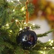 Lisa Angel Navy Personalised Name Glitter Christmas Bauble