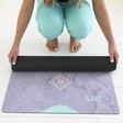 Lisa Angel Women's Embroidered Initials Chakra Luxurious Vegan Suede Yoga Mat with Model