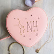 Girls Personalised Constellation Heart Travel Jewellery Case in Pink