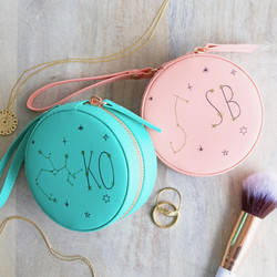 Personalised Constellation Mini Round Travel Jewellery Case