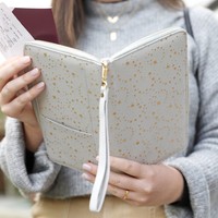 Gold Star Travel Wallet in Grey