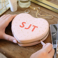 Personalised Block Initials Metallic Arrows Heart Travel Jewellery Case