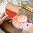 Inside of Lisa Angel Personalised Metallic Arrows Heart Travel Jewellery Case in Pale Pink