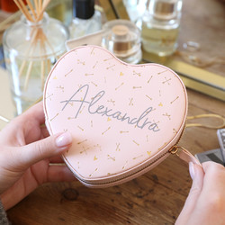 Personalised Metallic Arrows Heart Travel Jewellery Case
