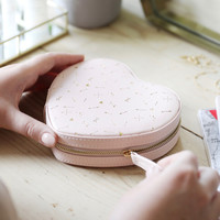 Metallic Arrows Heart Travel Jewellery Case in Pale Pink