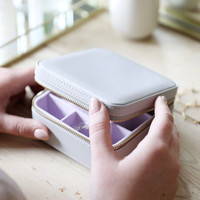 Square Travel Jewellery Box in Grey and Purple