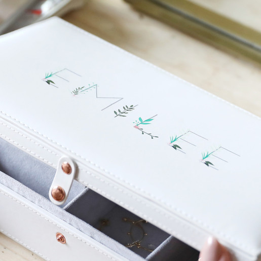 Personalised Floral Name Large Jewellery Box