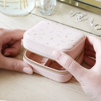 Mini Square Arrows Travel Jewellery Box in Pale Pink