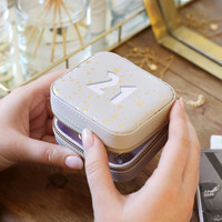 Personalised Block Numbers Mini Square Stars Travel Jewellery Box