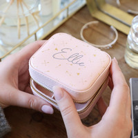 Personalised Mini Square Metallic Arrows Travel Jewellery Box