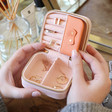 Lisa Angel Ladies' Personalised Name Mini Square Arrows Travel Jewellery Box in Pale Pink