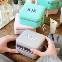 Personalised Block Initials Square Travel Jewellery Box