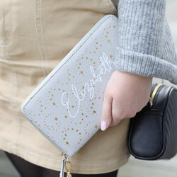 Personalised Gold Star Travel Wallet in Grey