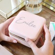 Pale Pink Personalised Message Square Travel Jewellery Box