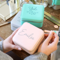 Personalised Message Square Travel Jewellery Box