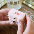 Lisa Angel Pink Personalised Block Initials Petite Travel Ring Box